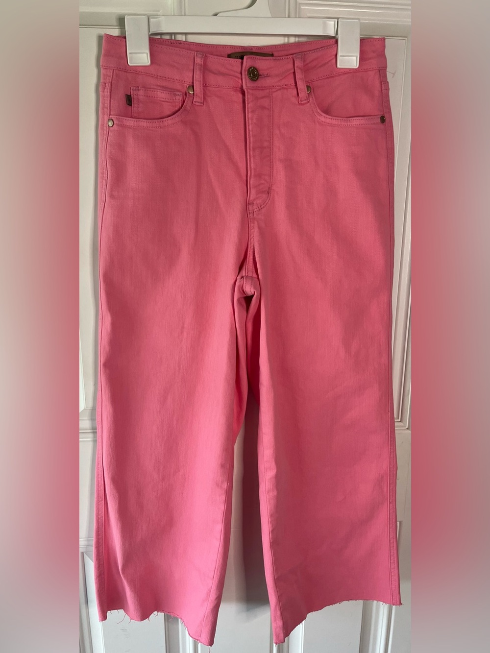 NEW Judy Blue Lisa High Rise Control Top Wide Leg Crop Jeans in Pink size 7/28 - Picture 5 of 11